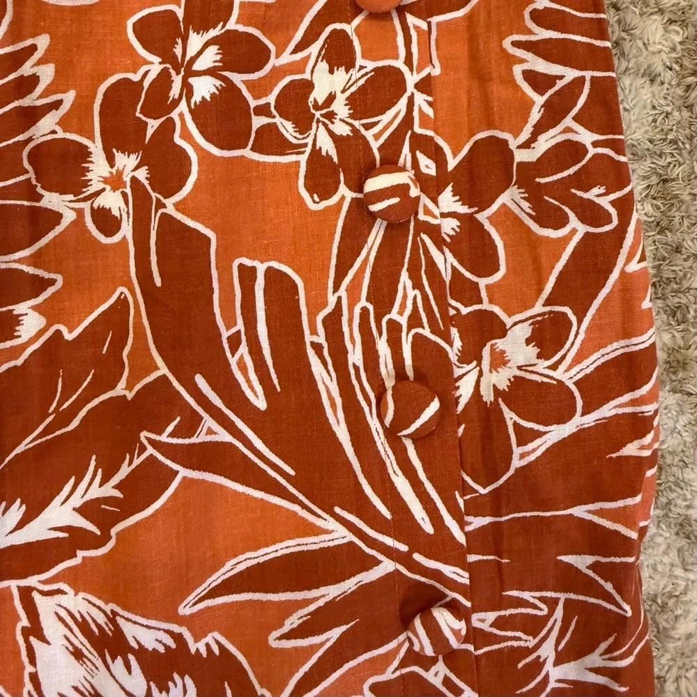 NWT Linen Coral Hawaiian Wrap Dress Skirt